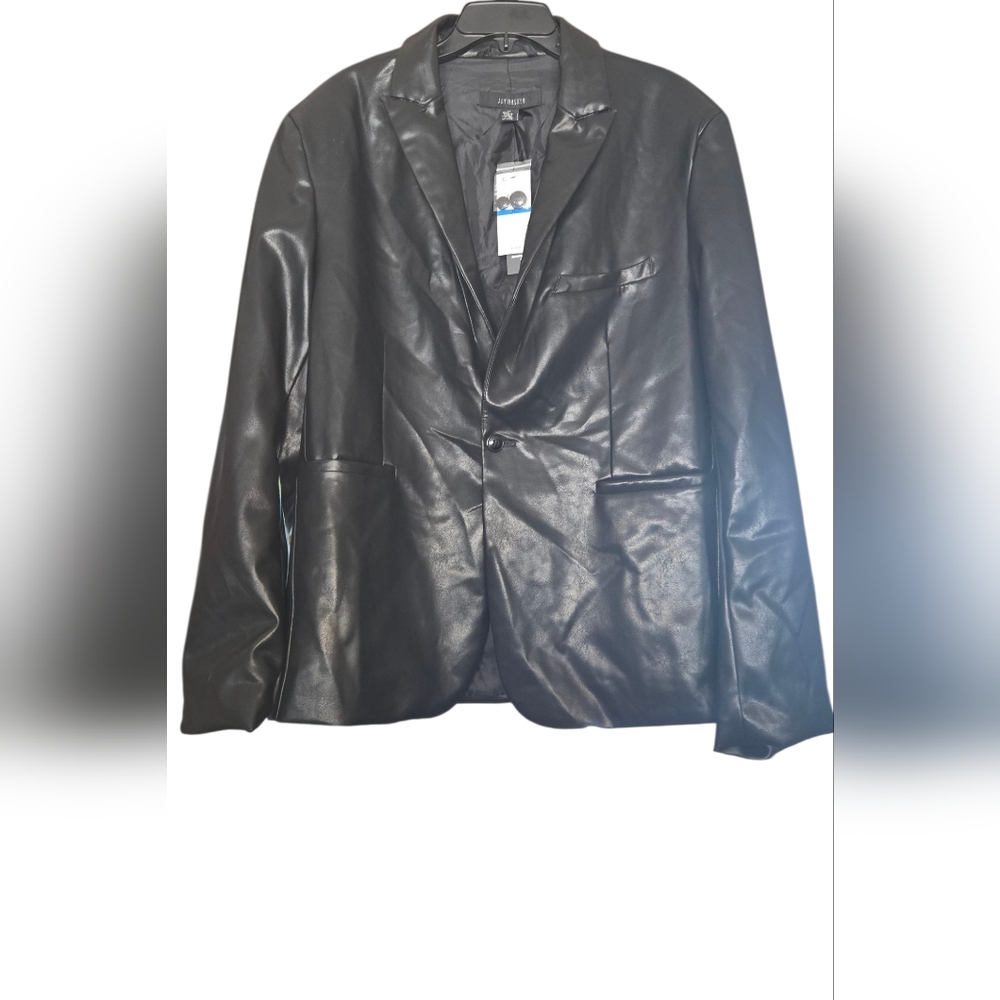 Black Faux Leather Blazer